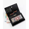 Peterson fekete-kígyóbőr mintás női bőr pénztárca RFID 14×11,5 cm
