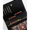 Peterson fekete-kígyóbőr mintás női bőr pénztárca RFID 14×11,5 cm
