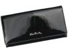Pierre Cardin női lakkbőr pénztárca, fekete, levélmintás 18,5 × 10 cm
