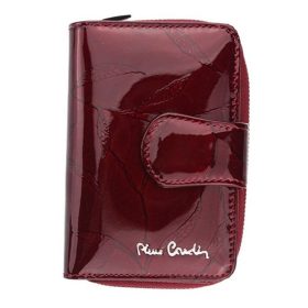   Pierre Cardin bordó, levélmintás női bőr pénztárca 9,5 × 13 cm
