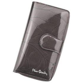   Pierre Cardin szürke, levélmintás női bőr pénztárca 9,5 × 17 cm