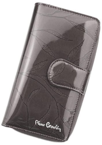 Pierre Cardin szürke, levélmintás női bőr pénztárca 9,5 × 17 cm