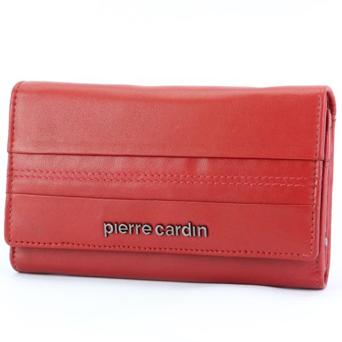 Pierre Cardin piros színű női bőr pénztárca 16 × 9,5 cm