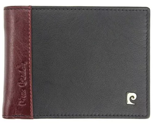 Pierre Cardin férfi bőr pénztárca, fekete-piros, 12,5 × 9,5 cm