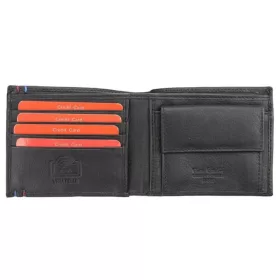   Pierre Cardin fekete-piros színű, férfi bőr pénztárca, 11 × 9 cm