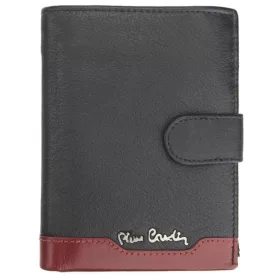   Pierre Cardin fekete-piros színű, férfi bőr, átfogópántos pénztárca, RFID védelemmel, 10,5 × 12,7 cm