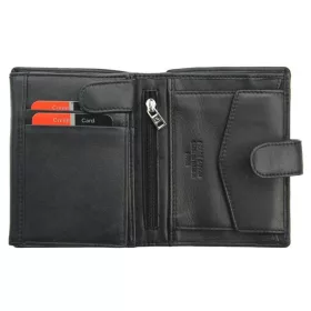   Pierre Cardin fekete-piros színű, férfi bőr, átfogópántos pénztárca, RFID védelemmel, 10,5 × 12,7 cm