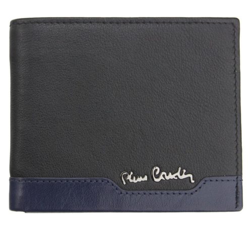 Pierre Cardin fekete-kék színű, férfi bőr pénztárca, RFID védelemmel, 11 × 9 cm 