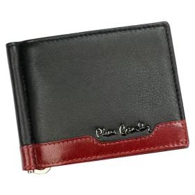   Pierre Cardin fekete-piros színű, férfi bőr pénzcsipeszes dollár pénztárca 11 × 9 cm