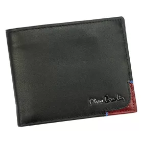   Pierre Cardin fekete-piros színű, férfi bőr pénztárca, RFID védelemmel, 12 × 9,5 cm