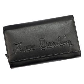 Pierre Cardin fekete, női bőr pénztárca 18 × 10,5 cm