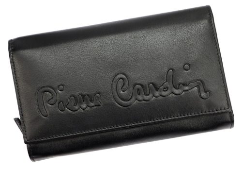 Pierre Cardin fekete, női bőr pénztárca 18 × 10,5 cm