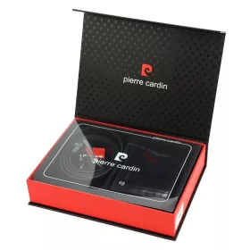   Pierre Cardin fekete férfi bőr pénztárca és öv szett 130 cm övvel