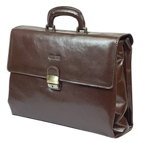   Rialto olasz tripla rekeszes barna uniszex bőr aktatáska 37 x 28 cm.