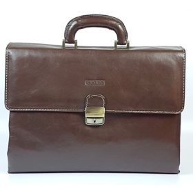   Rialto olasz tripla rekeszes barna uniszex bőr aktatáska 37 x 28 cm.
