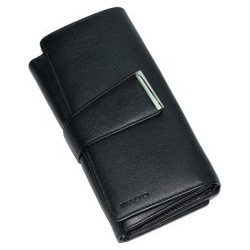 Rialto női fekete bőr pénztárca 9,5 cm × 17 cm