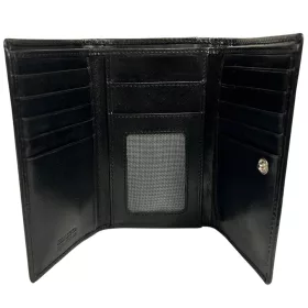   Rialto nagyméretű, absztrakt mintás fekete női bőr pénztárca 16 × 10,5 cm
