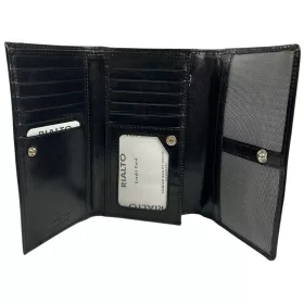   Rialto absztrakt mintás fekete női bőr pénztárca 16,5 × 10,5 cm