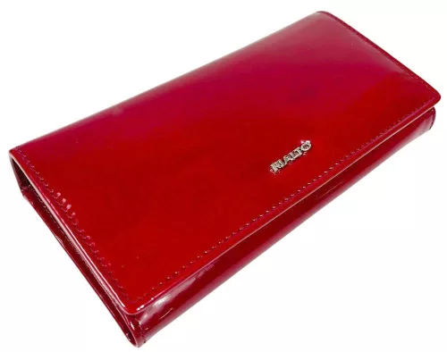 Rialto nagyméretű piros, lakk női bőr pénztárca
