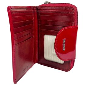   Rialto átkapcsos piros női lakk bőr pénztárca 16 x 10 cm