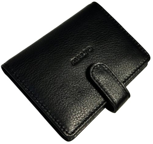 Rialto átfogópántos, fekete bőr kártyatartó