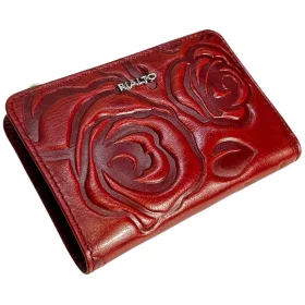   Rialto kisméretű, bordó nyomott rózsás női bőr pénztárca 13 × 9,5 × 2,5 cm