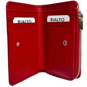   Rialto kisméretű piros nyomott mintás női bőr pénztárca 13 × 9,5 × 2,5 cm