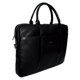   Rialto olasz fekete színű bőr laptoptáska 15,6"   38 × 28 cm