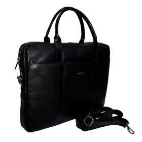   Rialto olasz fekete színű bőr laptoptáska 15,6"   38 × 28 cm