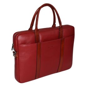   Rialto olasz sötétpiros bőr laptoptáska 15,6"  38×28 cm