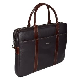   Rialto olasz sötétbarna bőr laptoptáska, 15,6"  38 × 28 cm