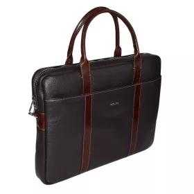   Rialto olasz sötétbarna bőr laptoptáska, 15,6"  38 × 28 cm