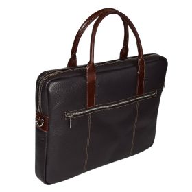   Rialto olasz sötétbarna bőr laptoptáska, 15,6"  38 × 28 cm