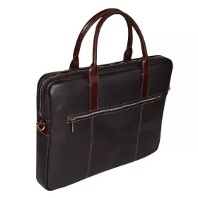   Rialto olasz sötétbarna bőr laptoptáska, 15,6"  38 × 28 cm
