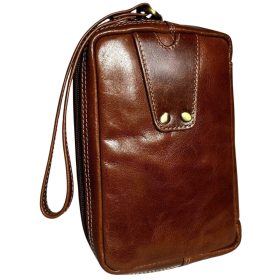 Rialto férfi barna bőr autóstáska 13 × 18 cm