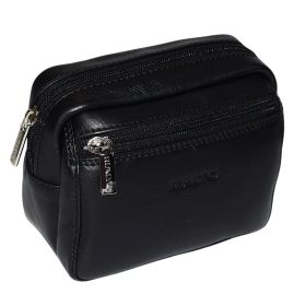   Rialto olasz férfi fekete, övre fűzhető bőr autóstáska 15 × 11 cm