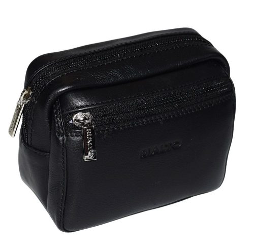 Rialto olasz férfi fekete, övre fűzhető bőr autóstáska 15 × 11 cm