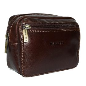   Rialto olasz férfi barna, övre fűzhető bőr autóstáska 15×11 cm
