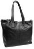 Rialto fekete tripla rekeszes női bőr válltáska, shopper, tote bag 33 x 28 cm