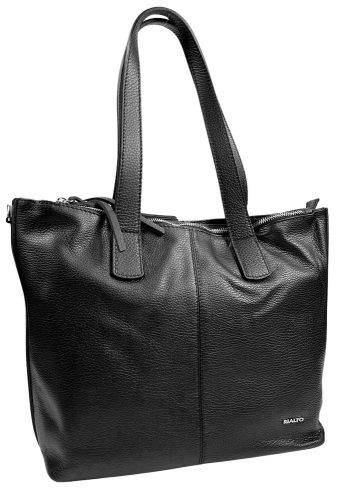 Rialto fekete tripla rekeszes női bőr válltáska, shopper, tote bag 33 x 28 cm