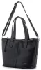 Rialto fekete tripla rekeszes női bőr válltáska, shopper, tote bag 33 x 28 cm