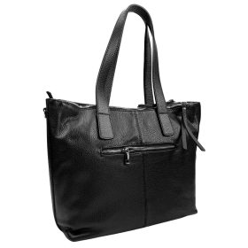   Rialto fekete tripla rekeszes női bőr válltáska, shopper, tote bag 33 x 28 cm