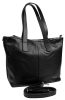 Rialto fekete tripla rekeszes női bőr válltáska, shopper, tote bag 33 x 28 cm