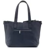 Rialto sötétkék tripla rekeszes női bőr válltáska tote táska 33 x 28 cm