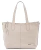 Rialto bézs tripla rekeszes női bőr válltáska, shopper, tote bag 33 x 28 cm