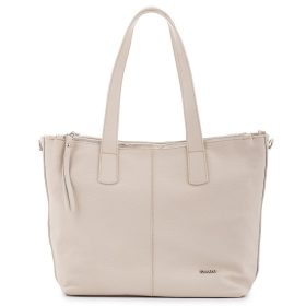   Rialto bézs tripla rekeszes női bőr válltáska, shopper, tote bag 33 x 28 cm