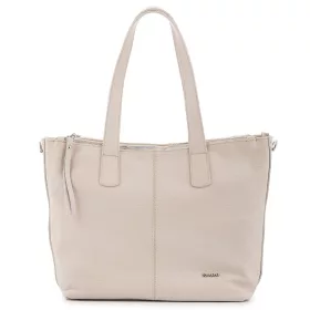   Rialto bézs tripla rekeszes női bőr válltáska, shopper, tote bag 33 x 28 cm