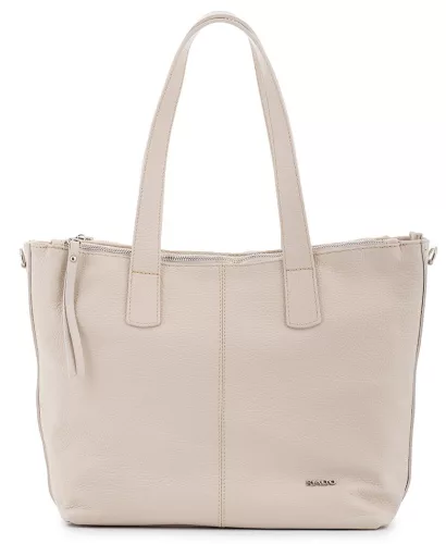 Rialto bézs tripla rekeszes női bőr válltáska, shopper, tote bag 33 x 28 cm