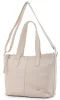 Rialto bézs tripla rekeszes női bőr válltáska, shopper, tote bag 33 x 28 cm