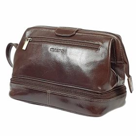   Rialto fenék rekeszes, olasz férfi bőr neszeszer, kozmetikai táska 27x17 cm